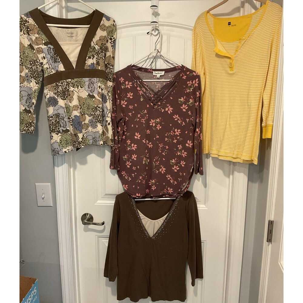 VGC Women’s Sonoma & Gap 3/4 Sleeve Casual Tops Lot Of 4 Multi-color & Print M/L
